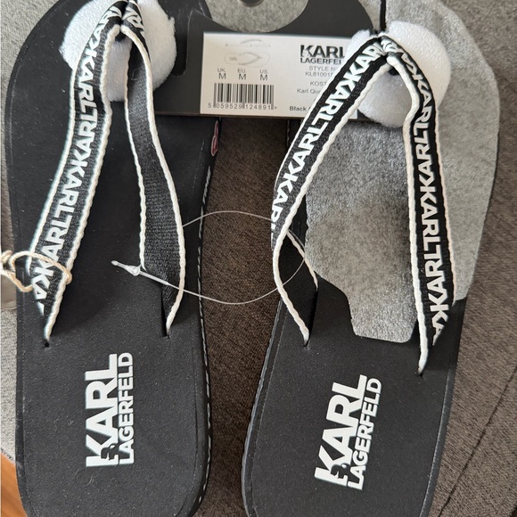 Karl Lagerfeld Black Flip-Flops with Logo and Heart Accents - Picture 4 of 6